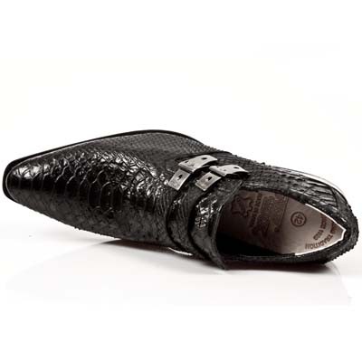 Zapato hombre serpente negro tacon acero